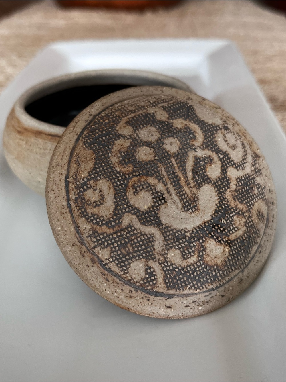 Handcrafted Decorative Lidded Ceramic Jar - Earth Tones